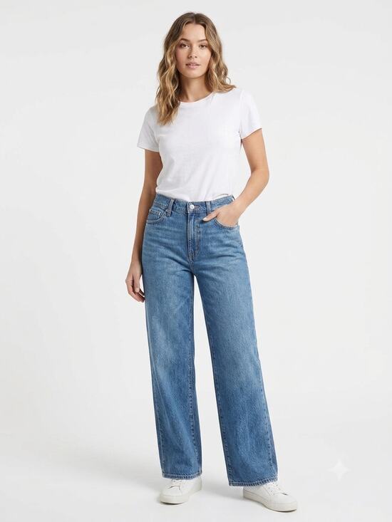 Madewell Denim - Madewell The Perfect Vintage Wide-Leg Jeans Womens 31 Blue Stretch Denim Relaxed